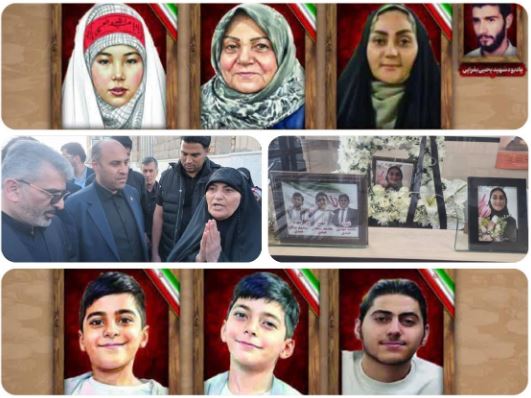 وداع خانواده بانک مسکن با همکار شهید جنگ رمضان / «فرزانه بقرایی» و فرزندانش تا بهشت بدرقه شدند