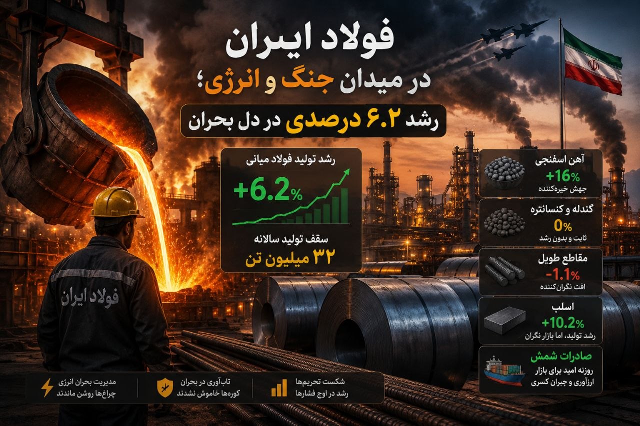 فولاد ایران در میدان جنگ و انرژی؛ رشد ۶.۲ درصدی در دل بحران