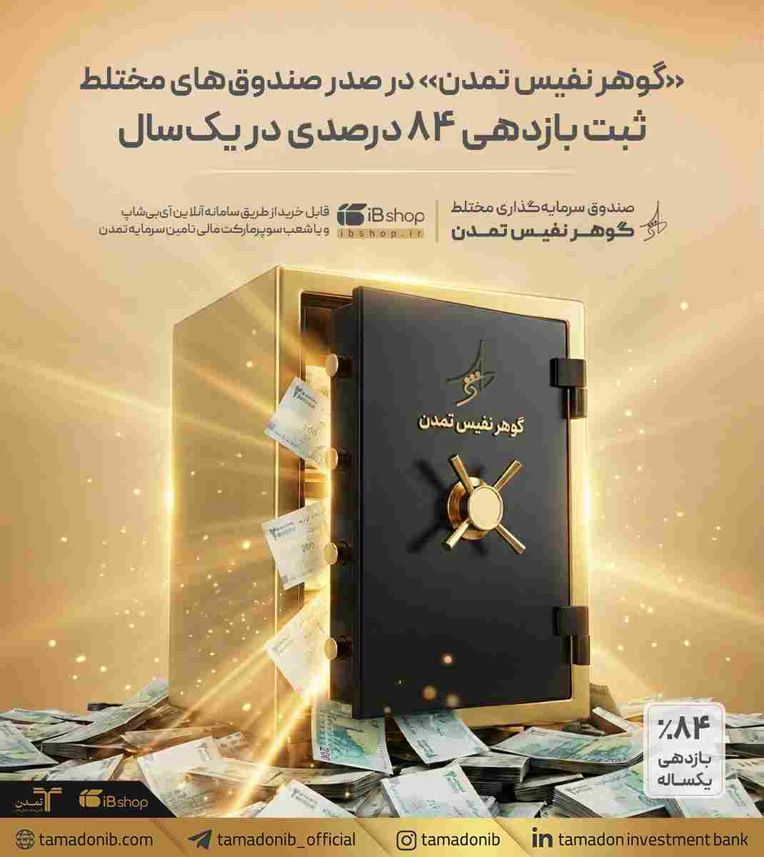 «گوهر نفیس تمدن» در صدر صندوق‌های مختلط؛ ثبت بازدهی ۸۴ درصدی در یک‌سال